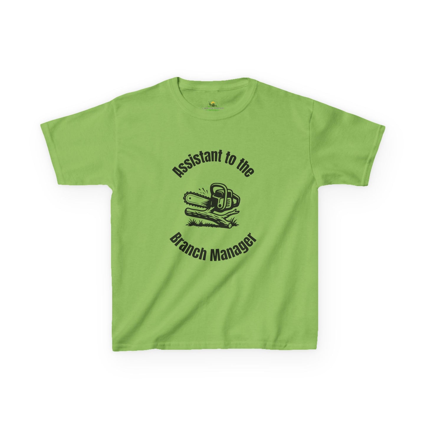 Funny Kids Yard Work Shirt – “Assistant to the Branch Manager” Chainsaw Tee