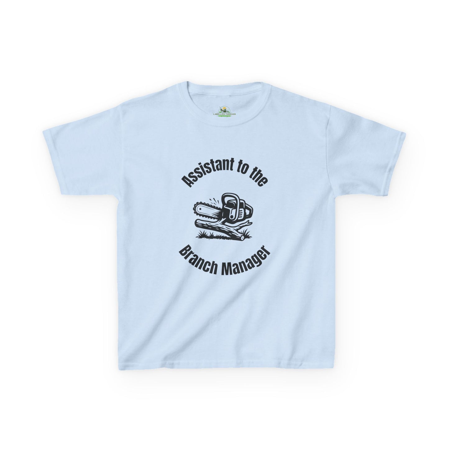 Funny Kids Yard Work Shirt – “Assistant to the Branch Manager” Chainsaw Tee