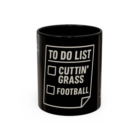Weekend To-Do List Mug – Cuttin’ Grass & Football | Funny Lawn Care Gift
