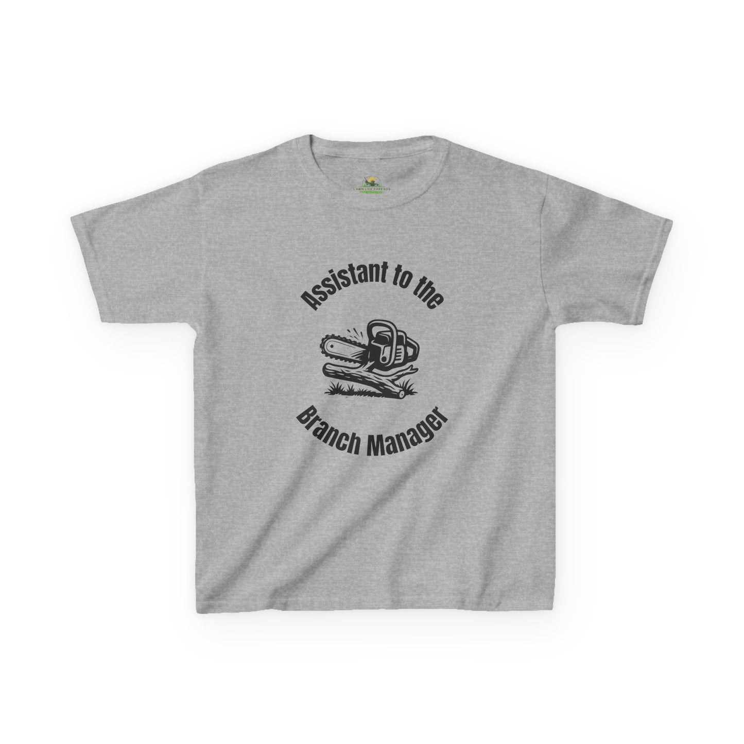 Funny Kids Yard Work Shirt – “Assistant to the Branch Manager” Chainsaw Tee