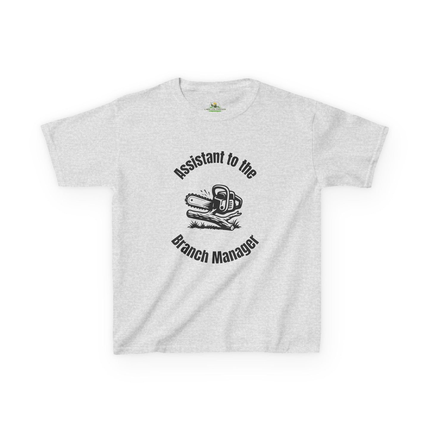 Funny Kids Yard Work Shirt – “Assistant to the Branch Manager” Chainsaw Tee
